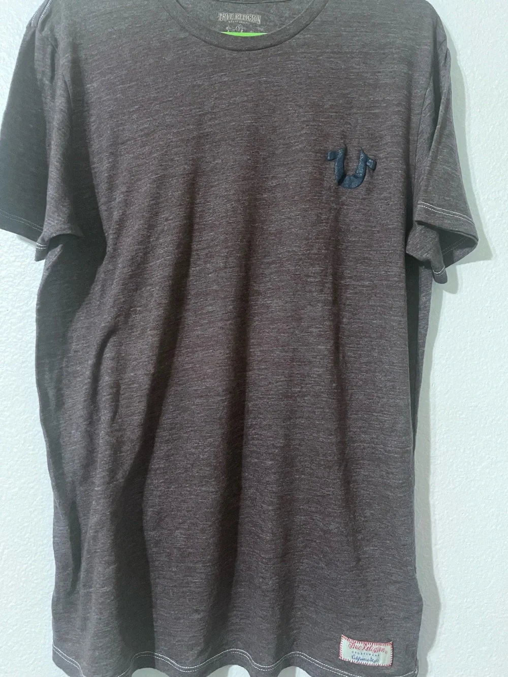 True Religion Men's Heather Charcoal Short Sleeve Logo Tee